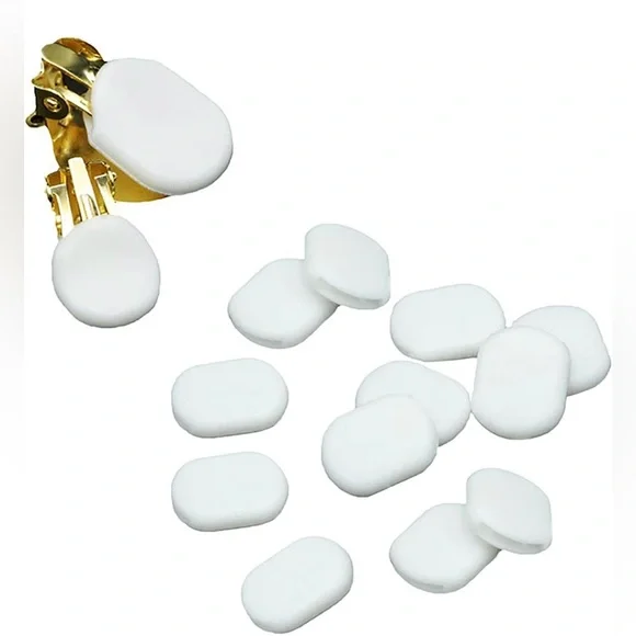 12 Pieces Earring Clip On Pads Clear and White Silicone Comfort Cushions. - Picture 2 of 5